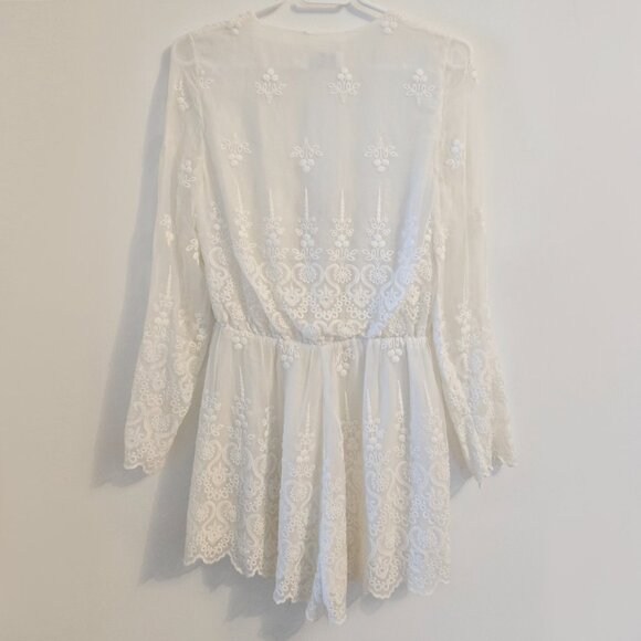 As seen on Beyonce! Zimmermann Lucia Silk Embroidered Romper Ivory S0 b35E - Picture 4 of 13